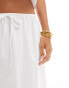 ASOS DESIGN cotton drawstring waist maxi skirt with broderie trim in white co ord