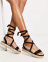 Truffle Collection espadrille tie leg sandals in black