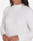 Women's Classic Chenille Diamond Stitch Turtleneck Sweater