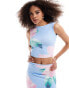 Murci exclusive slash neck sleeveless crop top co-ord in blue peony