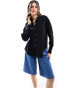 JJXX linen blend long sleeve shirt in black