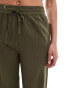 ONLY Tall linen texture wide leg trouser in khaki