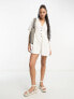 ASOS DESIGN crinkle collared smock playsuit in ivory