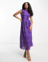 ASOS DESIGN Lace midi dress with bow back detail in purple