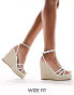 Glamorous Wide Fit espadrille wedge heeled sandals in white