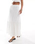 JDY Tall tiered pointelle maxi skirt in off white