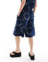 COLLUSION long line boxer short co ord in blue tie dye print