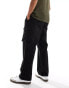 Jack & Jones bill drawstring wide fit tech cargo trouser in black