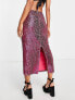 Topshop sequin midi skirt in hot pink