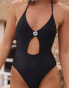 The Frolic X Lyds Butler lemuria cut out flower trim detail swimsuit in blacl