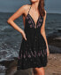 Women's Floral Embroidery Halterneck Mini Beach Dress