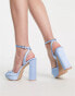 Be Mine Bridal Vanyaa platform sandals in pale blue satin