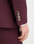 ASOS DESIGN skinny suit jacket in burgundy gingham