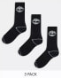 Timberland bowden 3 pack crew socks in black