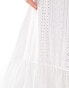 JDY Petite tiered pointelle maxi skirt in off white