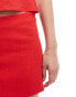 Bershka linen bow front mini skirt co-ord in red