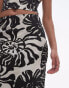 Topshop Tall Co-ord satin twill bias maxi skirt in mono fern smudge print