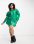 Native Youth Plus PU mini shirt dress in green with contrast stitch