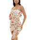 Juniors' Floral-Print Ruched Mesh Bodycon Dress