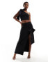 ASOS DESIGN co-ord maxi skirt with extreme split and bow detail in black