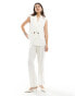 ONLY high waisted straight linen mix trouser co-ord in cream