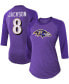 Women's Lamar Jackson Purple Baltimore Ravens Team Player Name Number Tri-Blend Raglan 3/4 Sleeve T-shirt