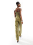 Extro & Vert bandeau wideleg jumpsuit in khaki