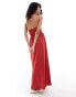 ASOS DESIGN halter neck low back maxi sundress in mineral red