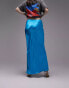 Topshop satin bias maxi skirt in bright blue