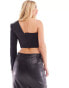 Mango structured one shoulder top in black