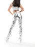 River Island metallic straight leg trouser in silver