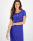 Women's Twist-Front Ribbed Knit Midi Dress