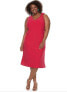 London Times Plus Size Fit & Flare Dress Women's sz. 22W (red) 151133