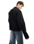 COLLUSION cotton nylon mix zip up shirt in black