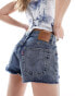 Levi's 501 original denim short in mid blue with distressing