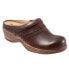 Softwalk Amber S2218-200 Womens Brown Narrow Leather Clog Flats Shoes