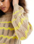 JDY lightweight pointelle jumper beige & yellow