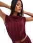 ASOS DESIGN plisse cutout detail maxi dress in burgundy