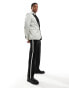 ASOS DESIGN wide tuxedo suit trouser in black and silver