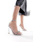 Simmi London Wide Fit Appi embellished chain barely there heeled sandals in silver