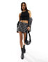 Mango check mini skirt co-ord in black