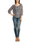 Juniors' Printed Round-Neck Bubble-Sleeve Top