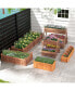 Wooden Raised Garden Bed Outdoor Rectangular Planter Box with Drainage Holes