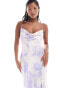 Forever New Petite satin slip dress in cloud print