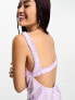 ASOS DESIGN embellished mini dress with cross detail drip beading in lilac