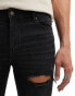 ASOS DESIGN spray on jeans with power-stretch with rips in washed black