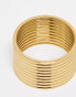 ASOS DESIGN waterproof stainless steel ribbed ring in gold tone