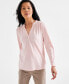 Women's Cotton Long Sleeve Ruffled Top, Created for Macy's