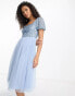 Maya Bridesmaid puff sleeve midi dress in baby blue