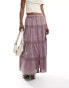 Miss Selfridge laundered lace insert prairie maxi skirt in washed lilac